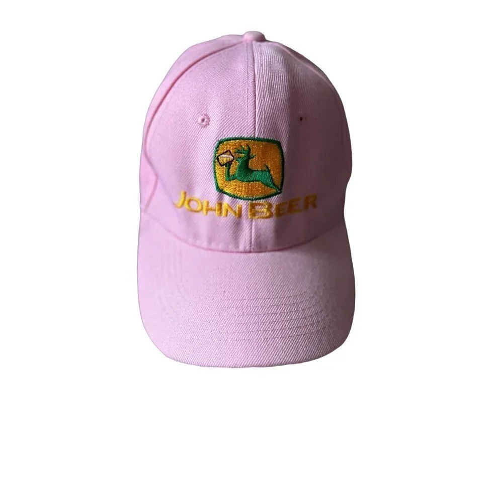 John Deer Pink Denim Baseball Hat Logo Adjustable Backing